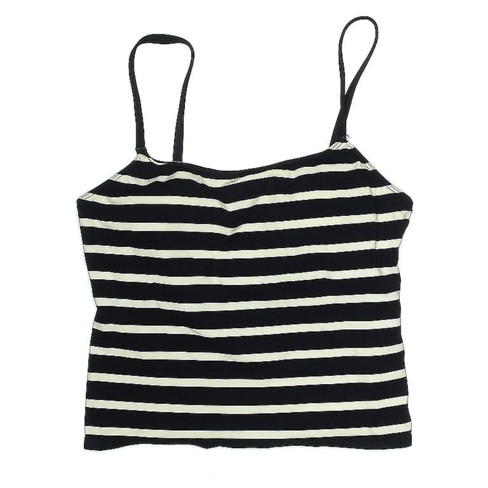 NAUTICA Black/White Striped Tankini Swim Top